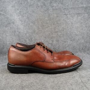Rockport Shoes Mens 10 Oxford Derby Square Toe Leather Brown Career Classic